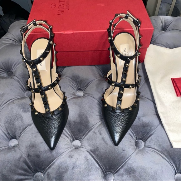 New Size 39.5 Valentino Garavani Rockstud Black Leather Pumps - Picture 3 of 10